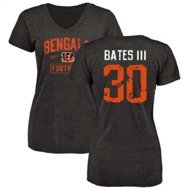 Black Women's Jessie Bates III Cincinnati Bengals Distressed V-Neck T-Shirt