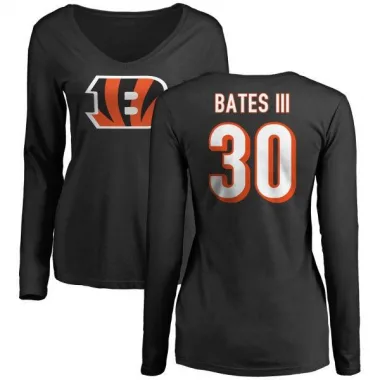 Black Women's Jessie Bates III Cincinnati Bengals Logo Slim Fit Long Sleeve T-Shirt -